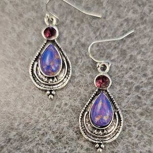 Fashion Jewelry Silver and Purple Drop Earrings